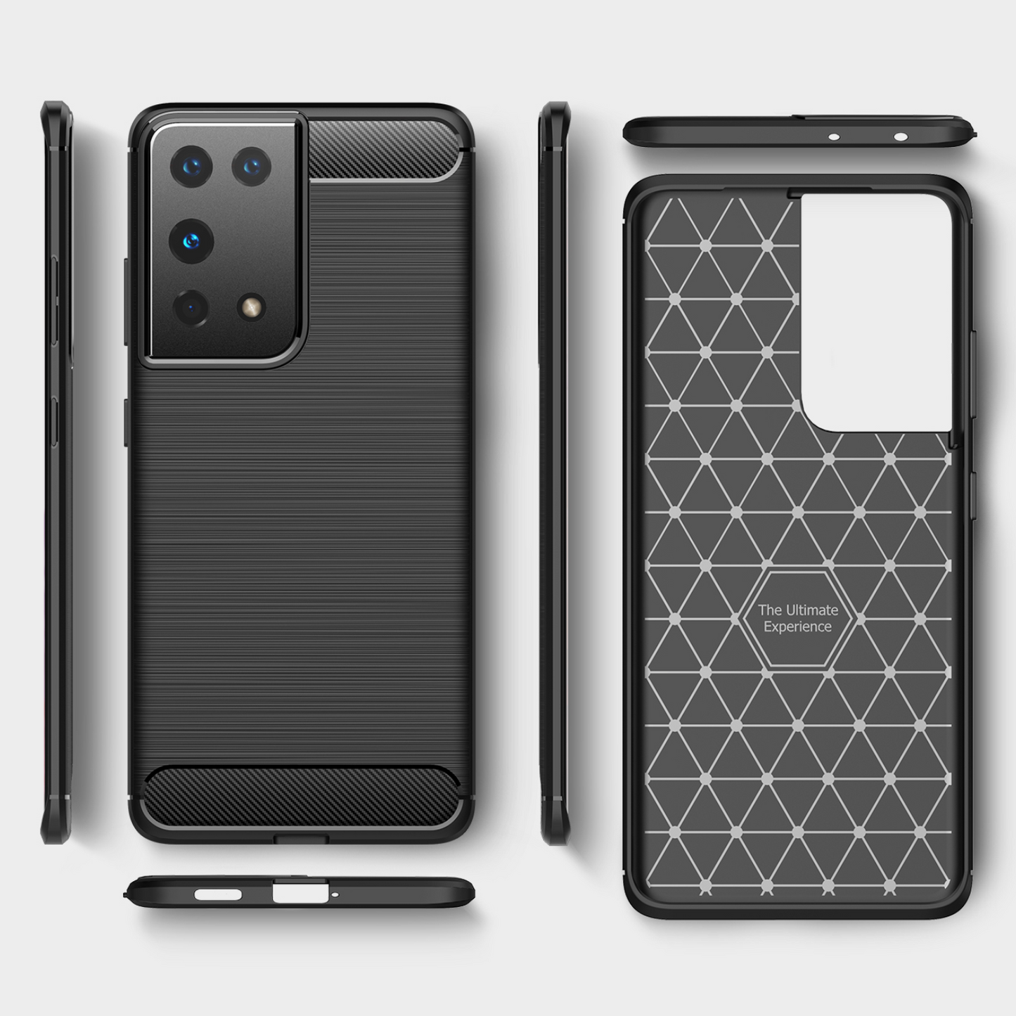 Schutzhülle für Samsung Galaxy S21 + S21 Ultra Case Carbon Look schwarz Cover