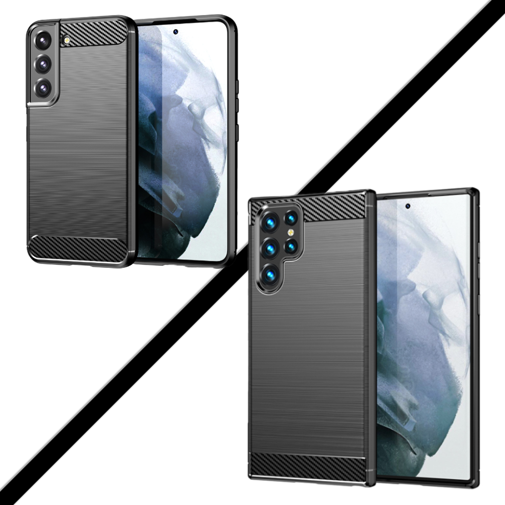 Schutzhülle für Samsung Galaxy S22, S22 Ultra, S22+ Plus Case Carbon Look Cover