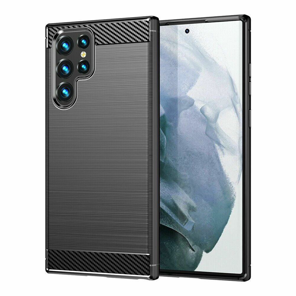 Schutzhülle für Samsung Galaxy S22, S22 Ultra, S22+ Plus Case Carbon Look Cover