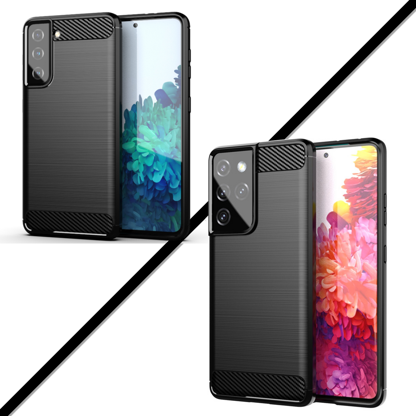 Schutzhülle für Samsung Galaxy S21 + S21 Ultra Case Carbon Look schwarz Cover