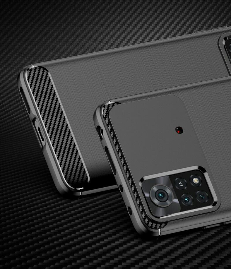 Schutzhülle für Xiaomi Poco X4 Pro 5G Case Carbon Look schwarz Bumper Cover