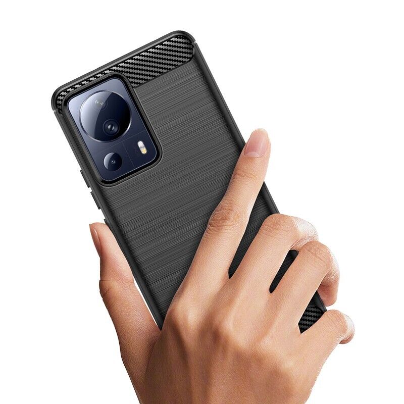 Schutzhülle für Xiaomi 13 Lite 5G Silikon Case Carbon Look schwarz Cover Bumper