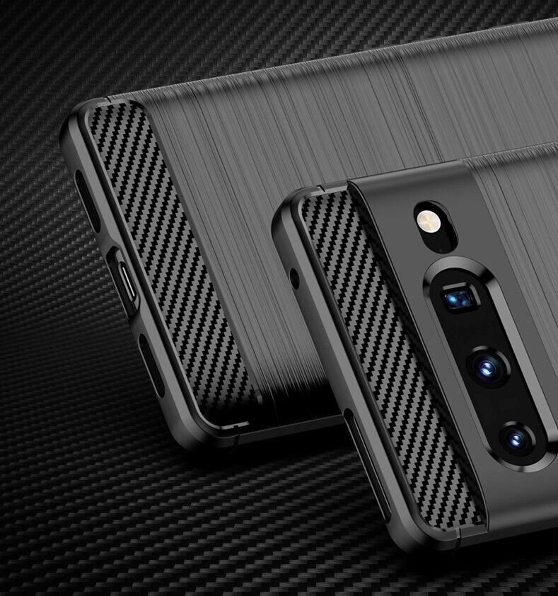 Google Pixel 7 Pro Schutzhülle Silikon Case Carbon Look schwarz Cover Bumper