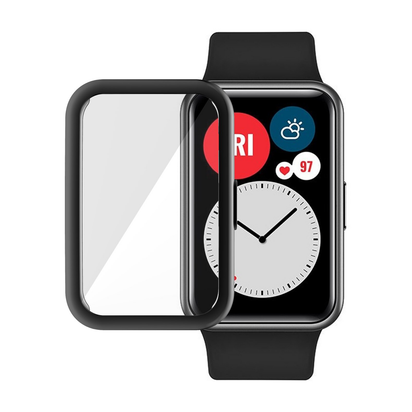 Schutzhülle für Huawei Watch Fit Full Cover Case Screen Protector schwarz TPU