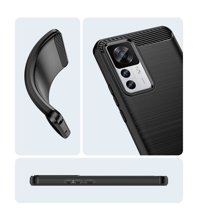 Schutzhülle für Xiaomi 12T + Pro Silikon Case Carbon Look schwarz Bumper Cover