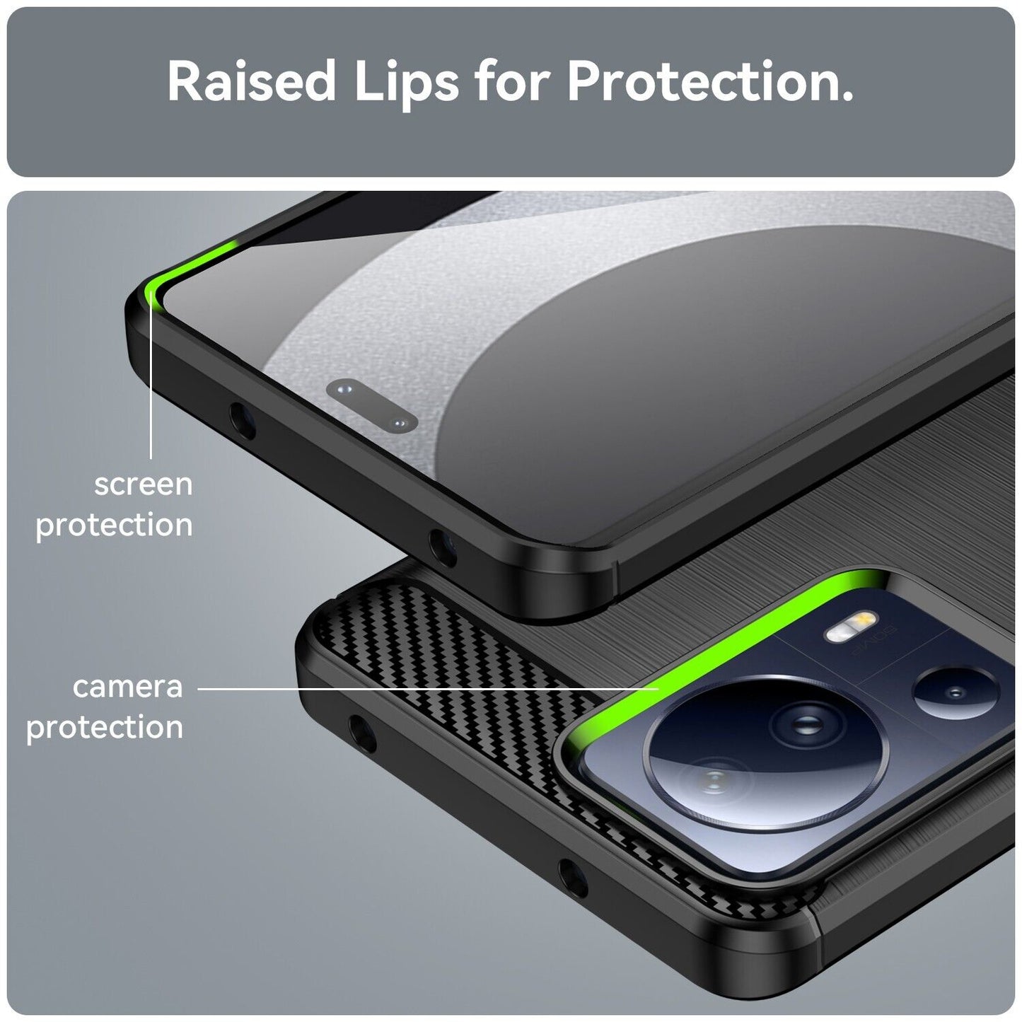 Schutzhülle für Xiaomi 13 Lite 5G Silikon Case Carbon Look schwarz Cover Bumper