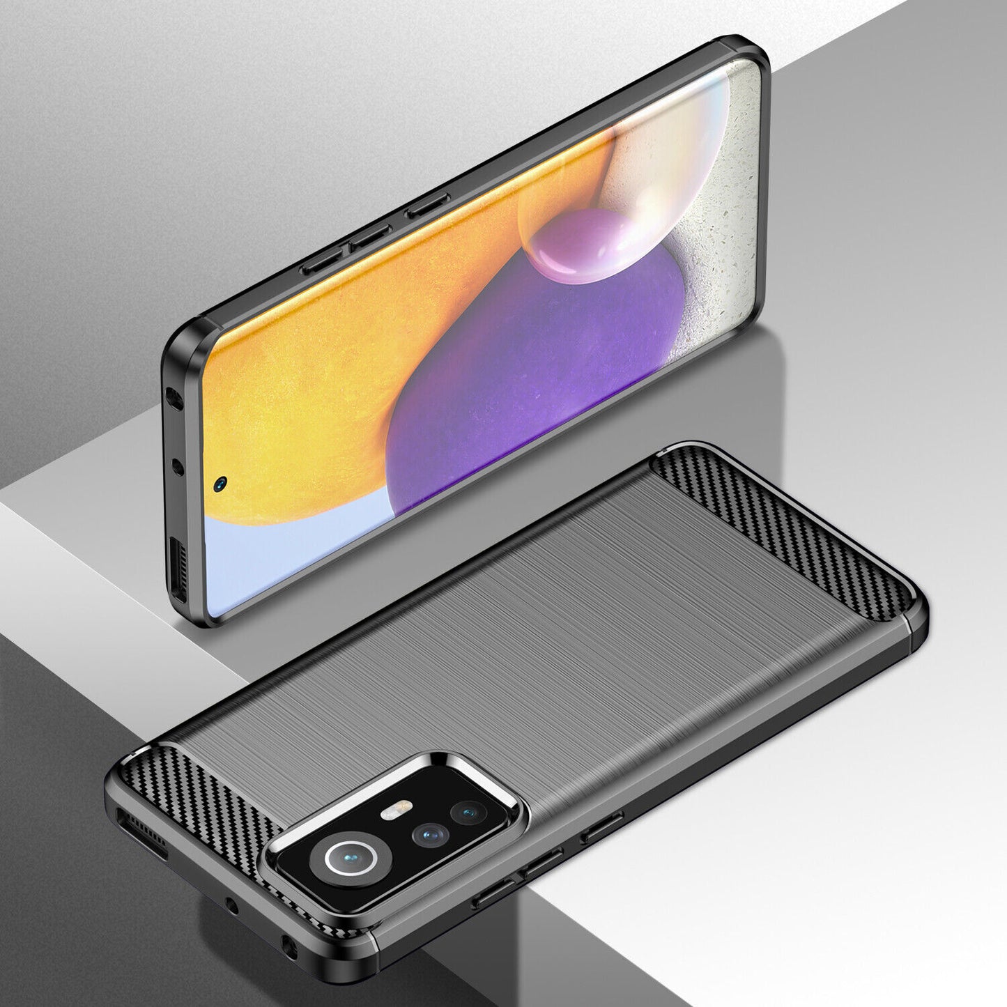 Schutzhülle für Xiaomi Mi 12 / 12X Silikon Case Carbon Look Slim Cover Bumper