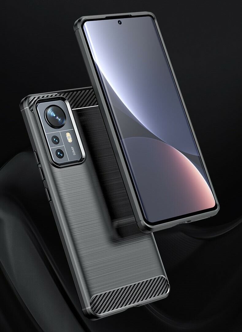 Schutzhülle für Xiaomi 12 Pro Silikon Case Carbon Look schwarz Slim Cover Bumper