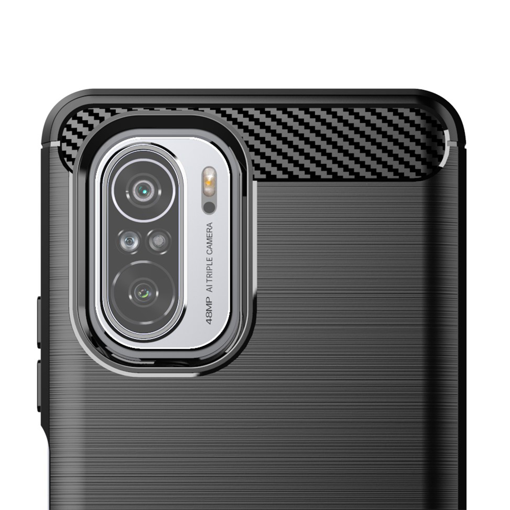 Xiaomi Mi 11i / Poco F3 Schutzhülle Silikon Case Carbon Look schwarz Slim Cover