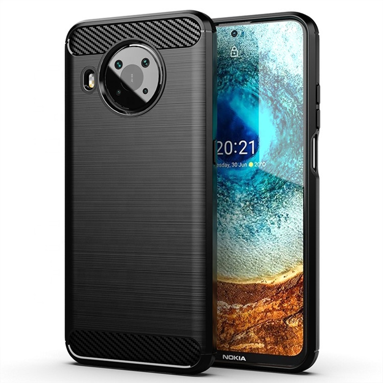 Nokia X10 / X20 Schutzhülle Silikon Case Carbon Look schwarz Slim Bumper Cover