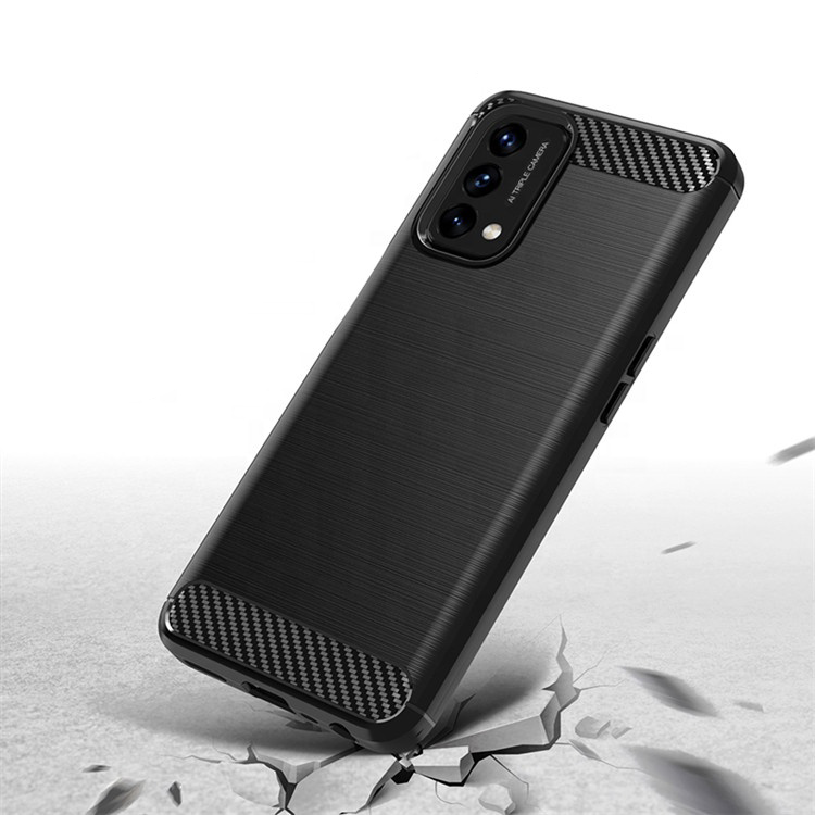 OnePlus Nord N200 5G Schutzhülle Silikon Case Carbon Look schwarz Slim Cover