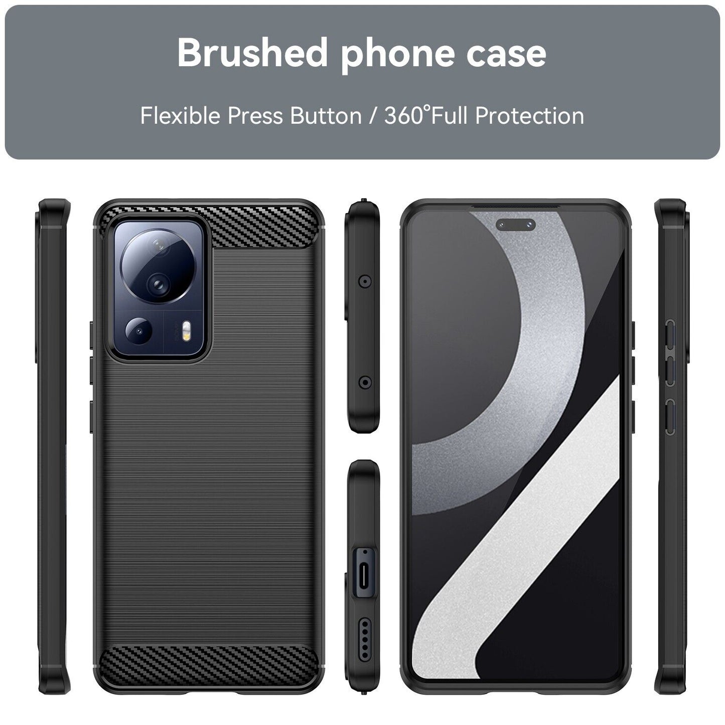 Schutzhülle für Xiaomi 13 Lite 5G Silikon Case Carbon Look schwarz Cover Bumper