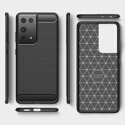 Schutzhülle für Samsung Galaxy S21 + S21 Ultra Case Carbon Look schwarz Cover
