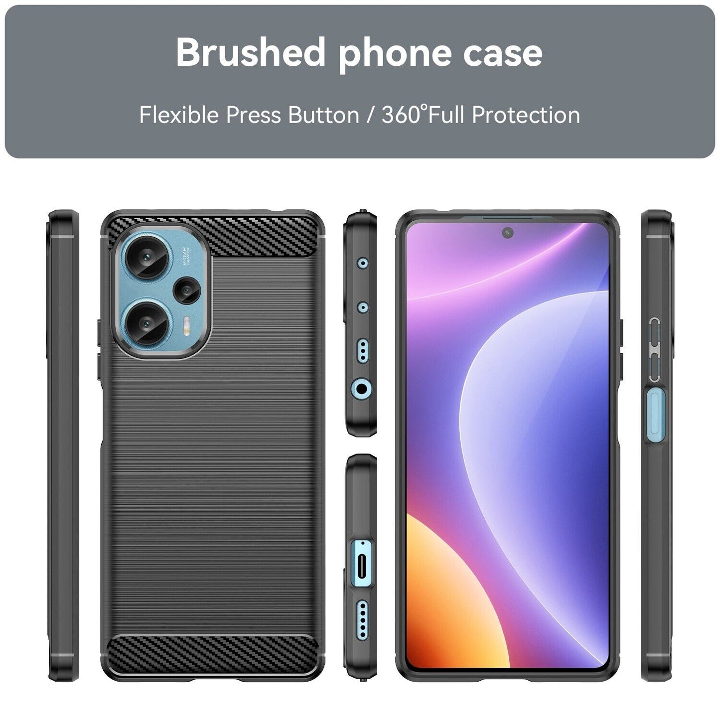 Schutzhülle für Xiaomi POCO F5 5G Case Carbon Look schwarz Bumper Cover