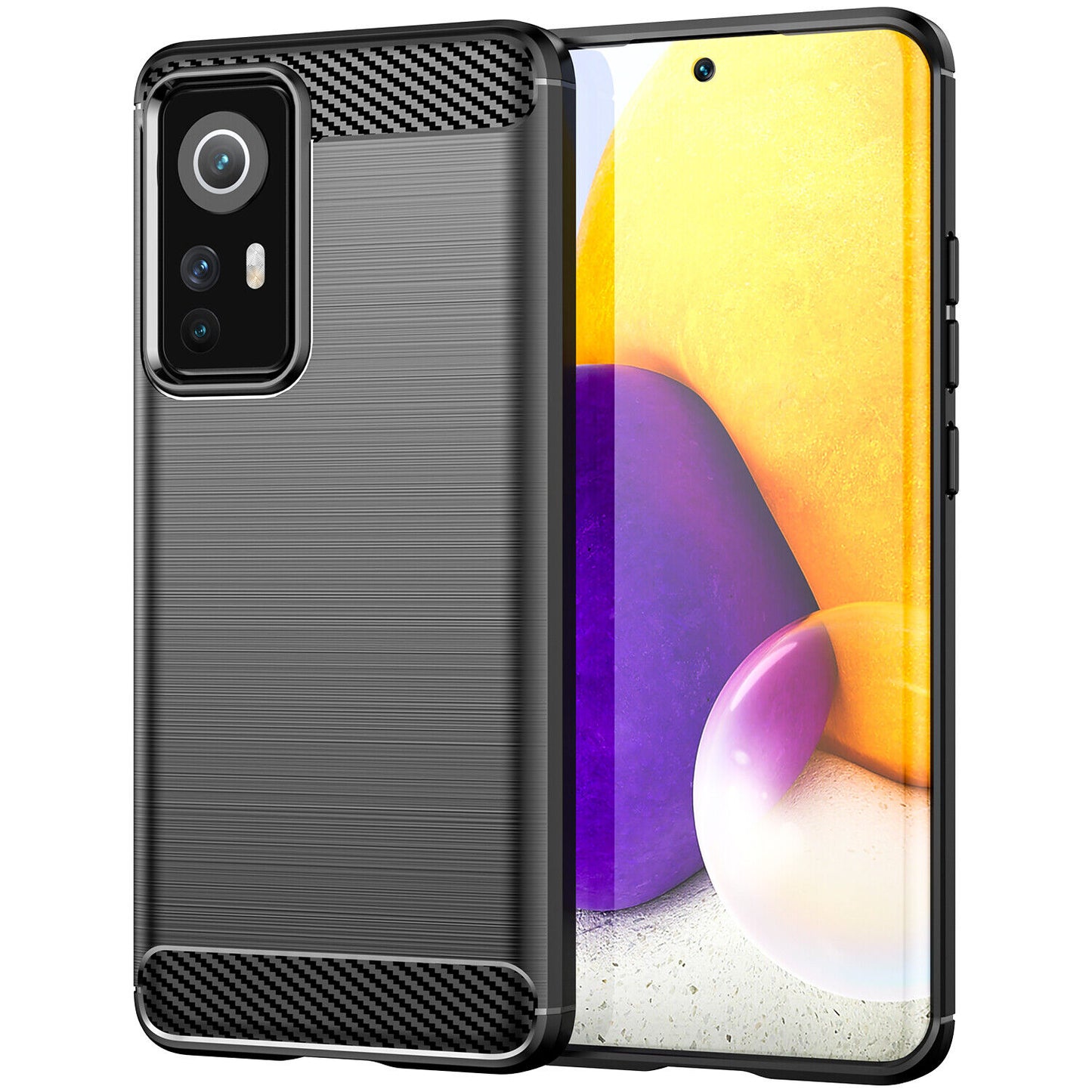 Schutzhülle für Xiaomi Mi 12 / 12X Silikon Case Carbon Look Slim Cover Bumper