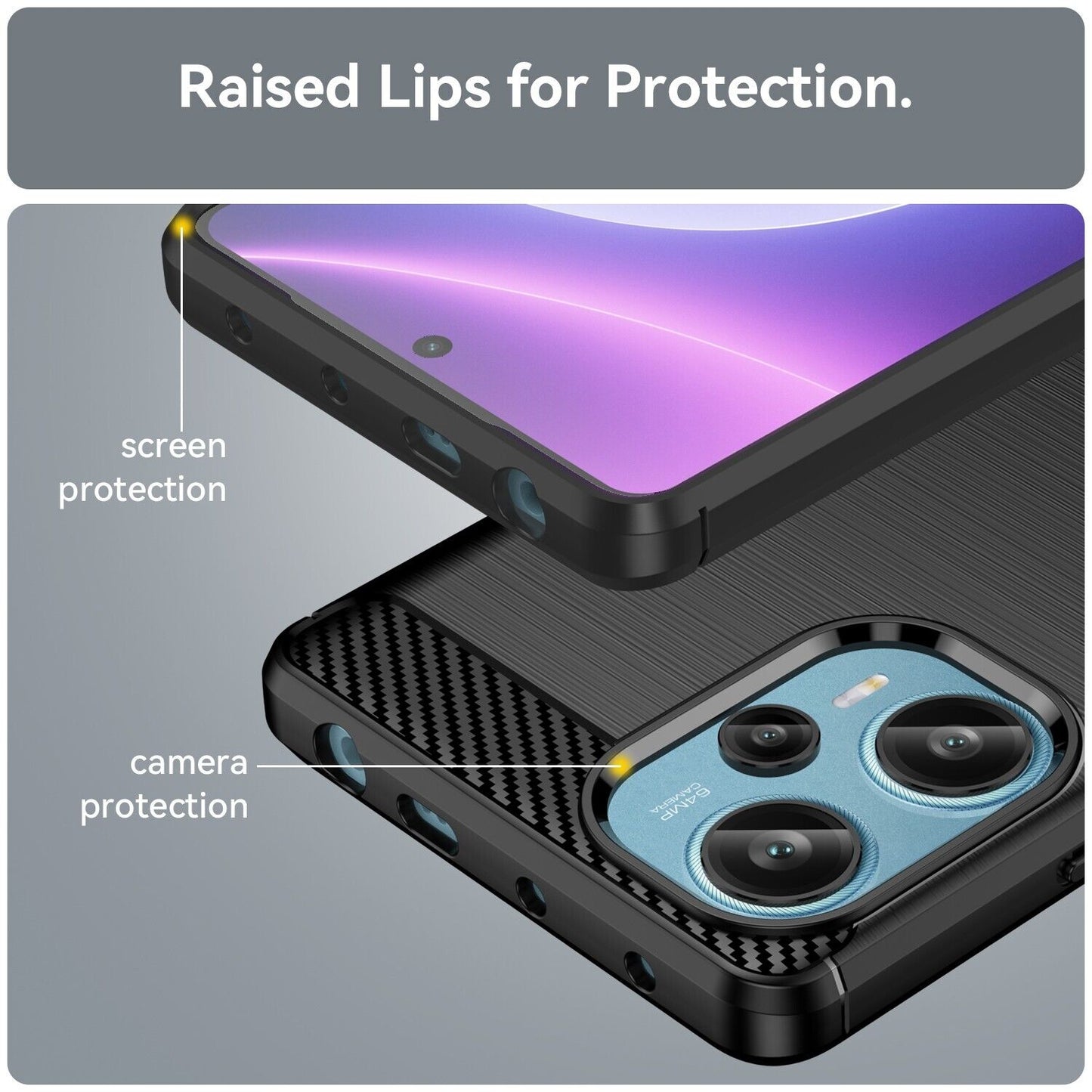 Schutzhülle für Xiaomi POCO F5 5G Case Carbon Look schwarz Bumper Cover