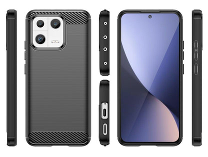 Schutzhülle für Xiaomi 13 Silikon Case Carbon Look schwarz Slim Cover Bumper