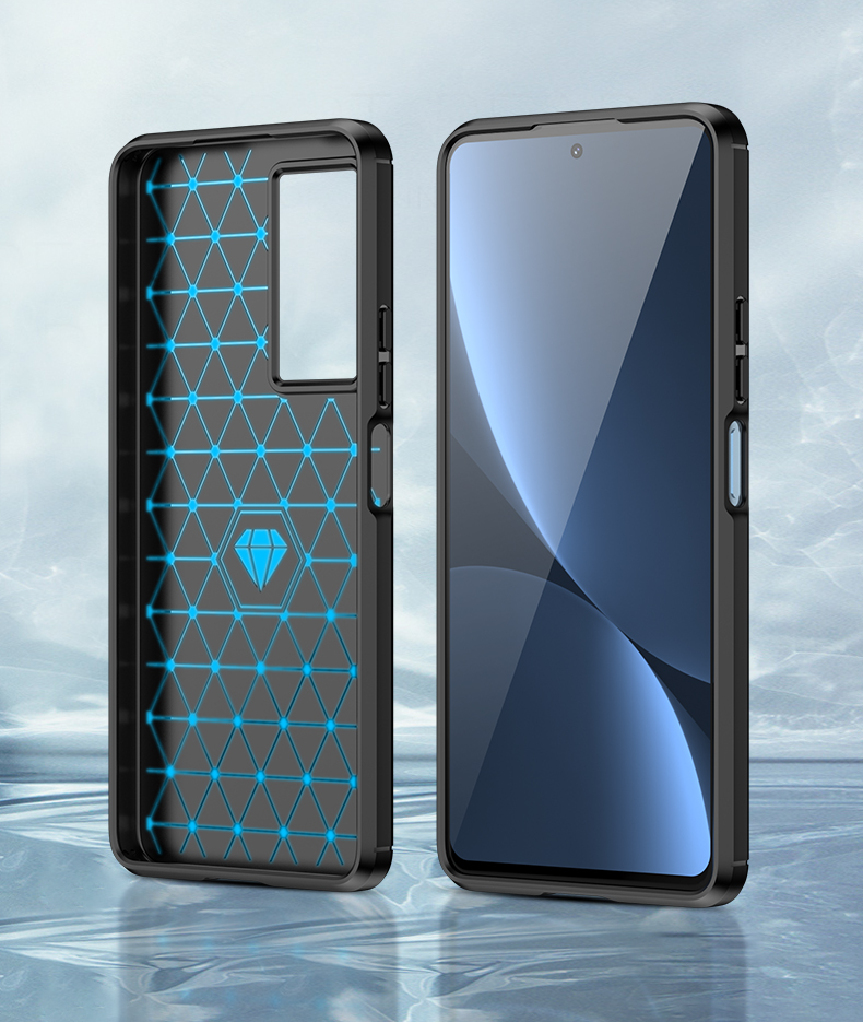Schutzhülle für Xiaomi Poco F4 Case Carbon Look schwarz Bumper Cover