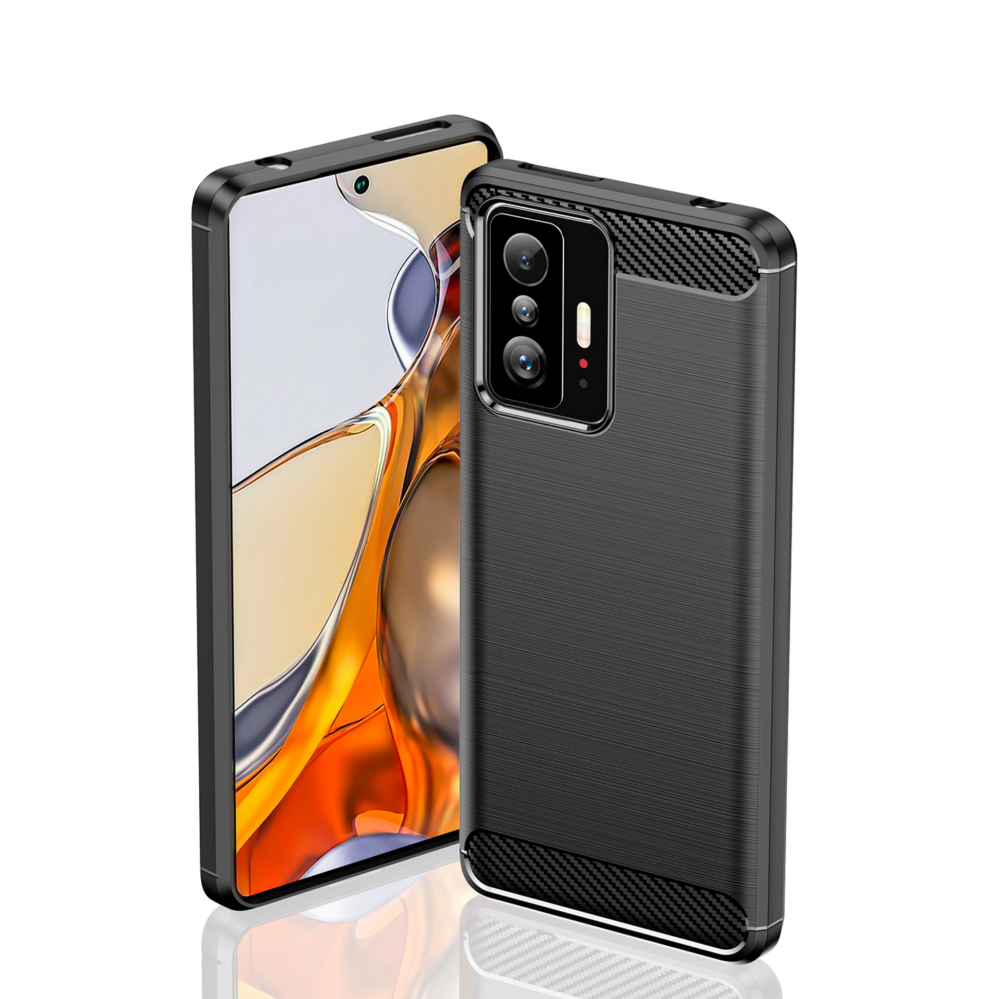 Schutzhülle für Xiaomi 11T + Pro Silikon Case Carbon Look schwarz Bumper Cover