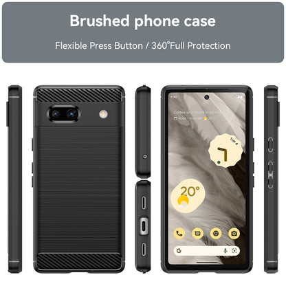 Google Pixel 7a Schutzhülle Silikon Case Carbon Look schwarz Slim Cover Bumper