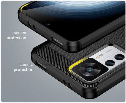 Schutzhülle für Xiaomi 12T + Pro Silikon Case Carbon Look schwarz Bumper Cover