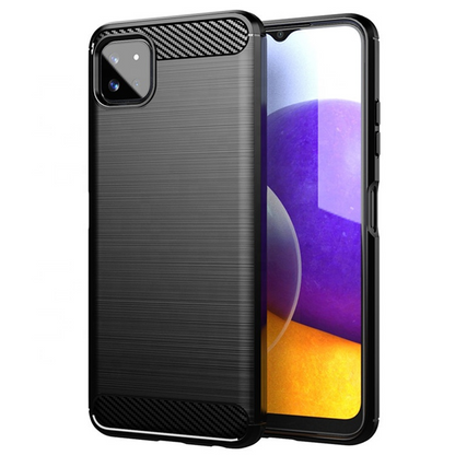 Schutzhülle für Samsung Galaxy A22 5G Case Carbon Look schwarz Bumper Cover