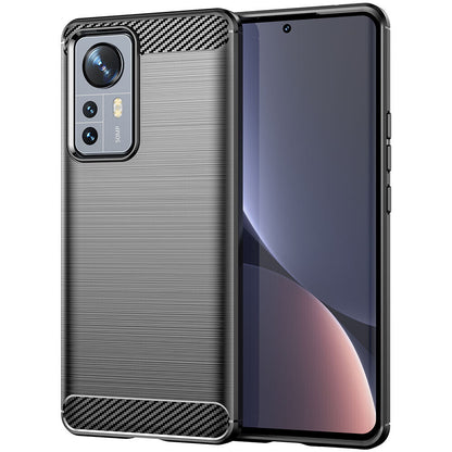 Schutzhülle für Xiaomi 12 Pro Silikon Case Carbon Look schwarz Slim Cover Bumper