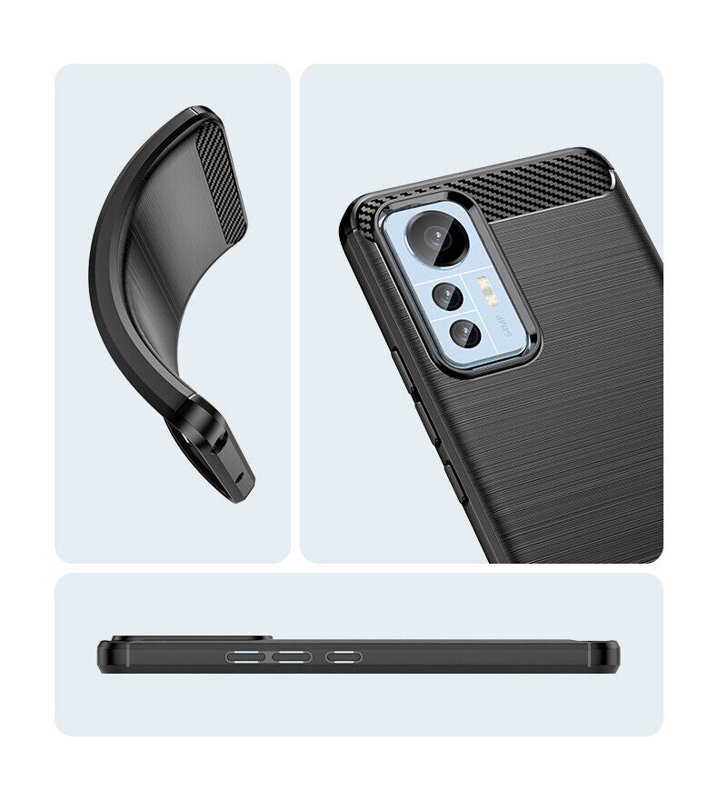 Schutzhülle für Xiaomi 12 Lite Silikon Case Carbon Look schwarz Cover Bumper
