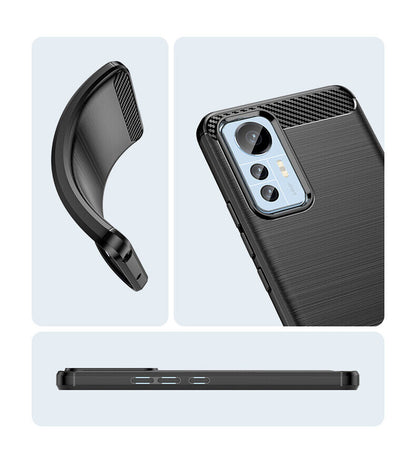 Schutzhülle für Xiaomi 12 Lite Silikon Case Carbon Look schwarz Cover Bumper