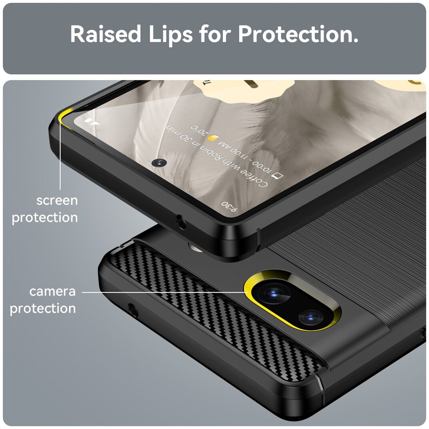 Google Pixel 7a Schutzhülle Silikon Case Carbon Look schwarz Slim Cover Bumper