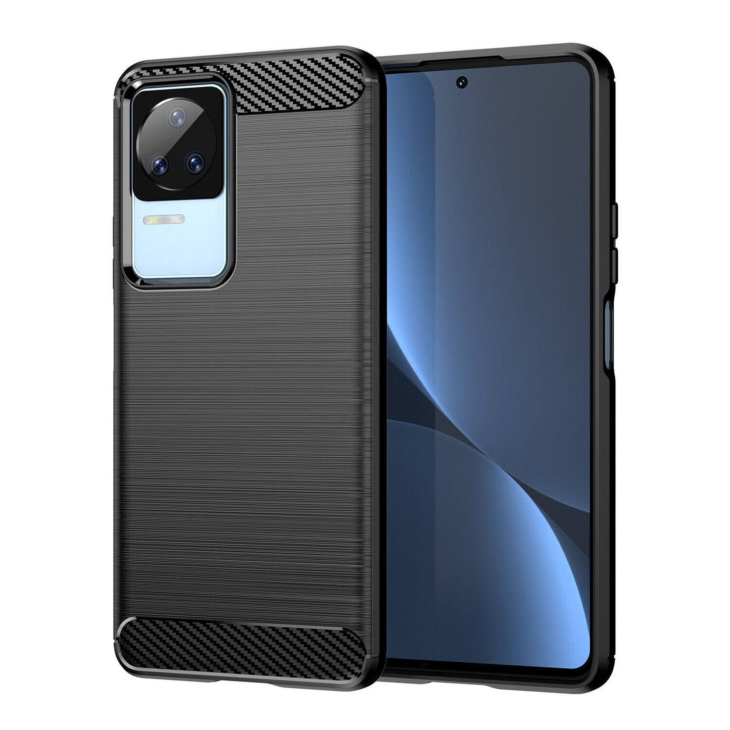 Schutzhülle für Xiaomi Poco F4 Case Carbon Look schwarz Bumper Cover