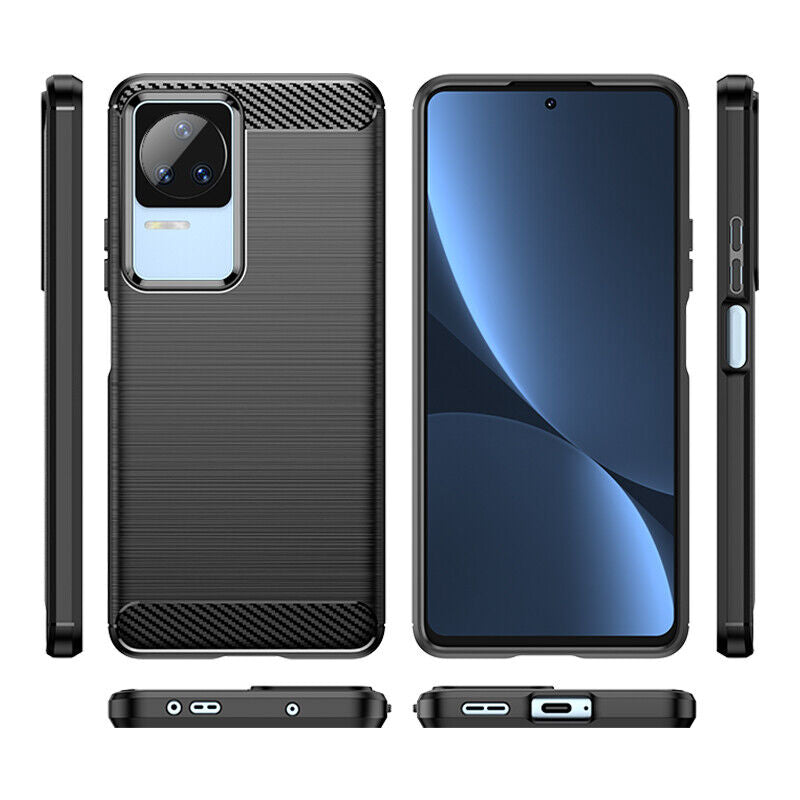 Schutzhülle für Xiaomi Poco F4 Case Carbon Look schwarz Bumper Cover