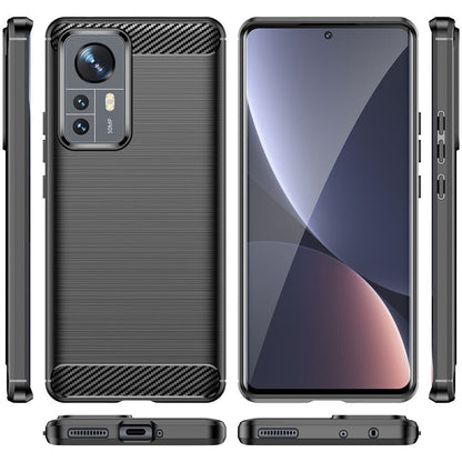 Schutzhülle für Xiaomi 12 Pro Silikon Case Carbon Look schwarz Slim Cover Bumper