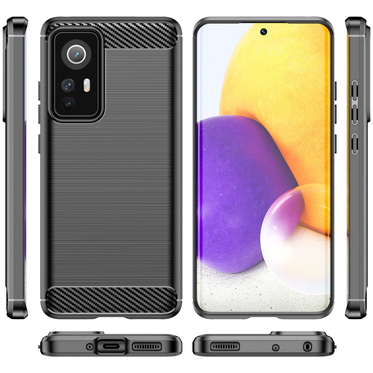 Schutzhülle für Xiaomi Mi 12 / 12X Silikon Case Carbon Look Slim Cover Bumper