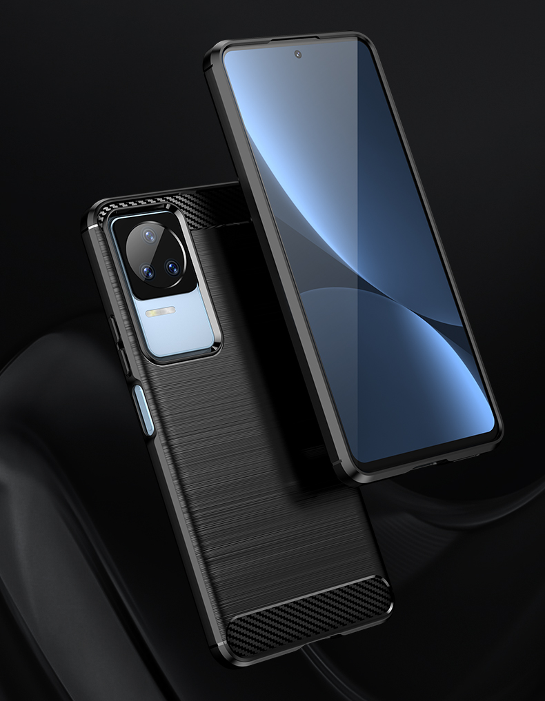 Schutzhülle für Xiaomi Poco F4 Case Carbon Look schwarz Bumper Cover