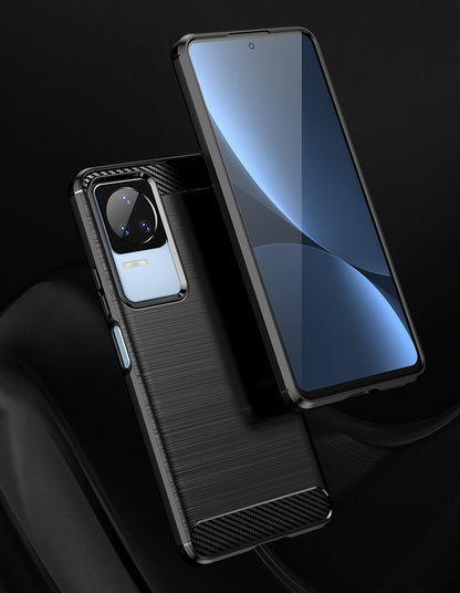Schutzhülle für Xiaomi Poco F4 Case Carbon Look schwarz Bumper Cover
