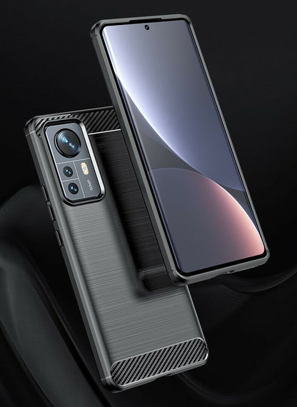 Schutzhülle für Xiaomi 12 Pro Silikon Case Carbon Look schwarz Slim Cover Bumper