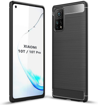 Handy Case für Xiaomi Mi 10T + PRO Carbon Look schwarz Slim Bumper Cover Hülle
