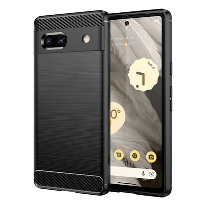 Google Pixel 7a Schutzhülle Silikon Case Carbon Look schwarz Slim Cover Bumper