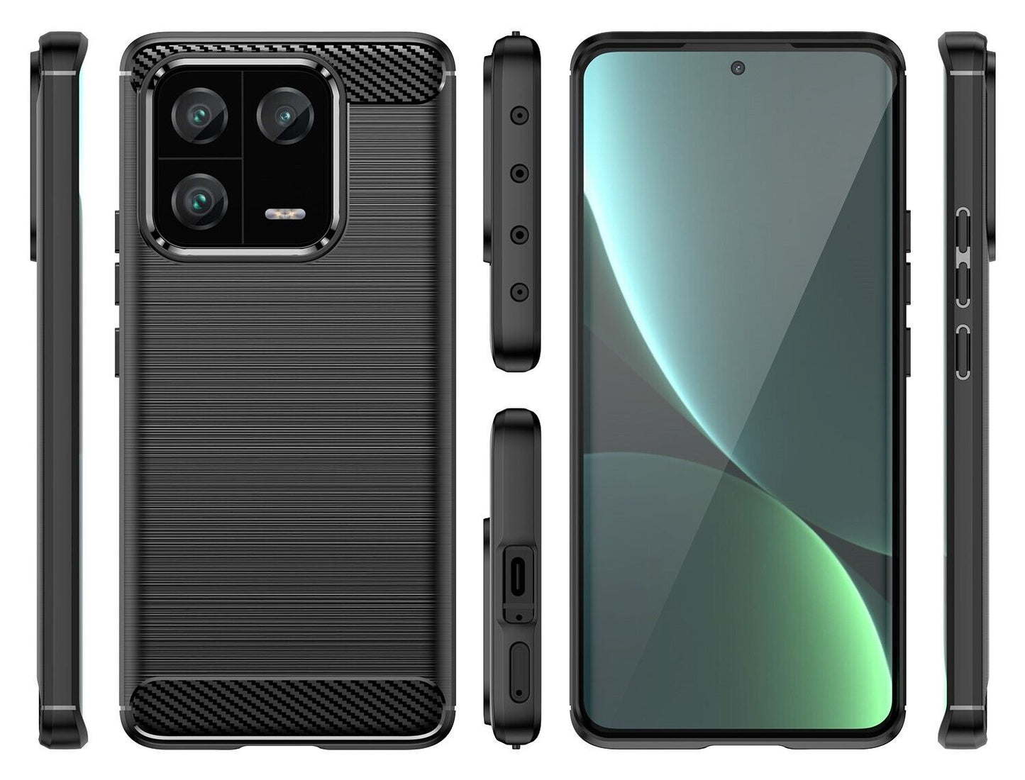 Schutzhülle für Xiaomi 13 Pro Silikon Case Carbon Look schwarz Slim Cover Bumper