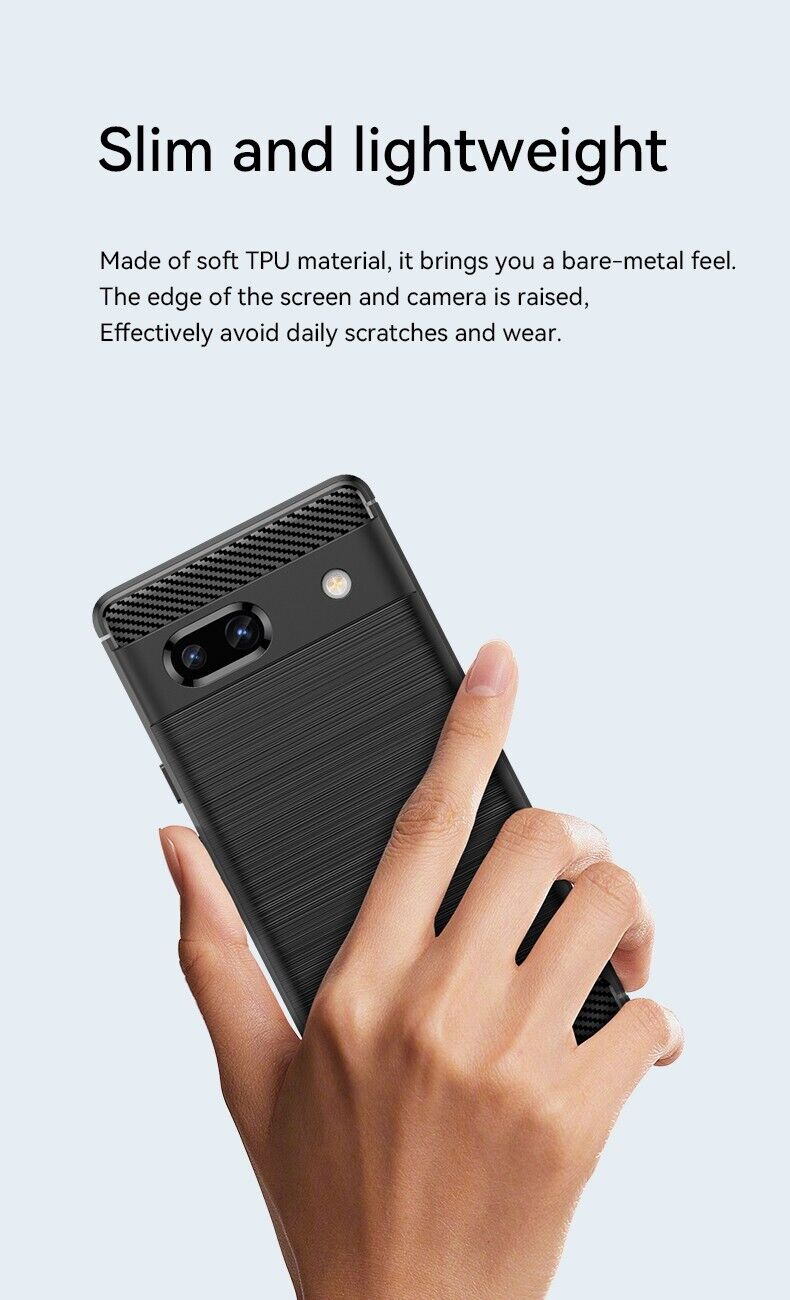 Google Pixel 7a Schutzhülle Silikon Case Carbon Look schwarz Slim Cover Bumper