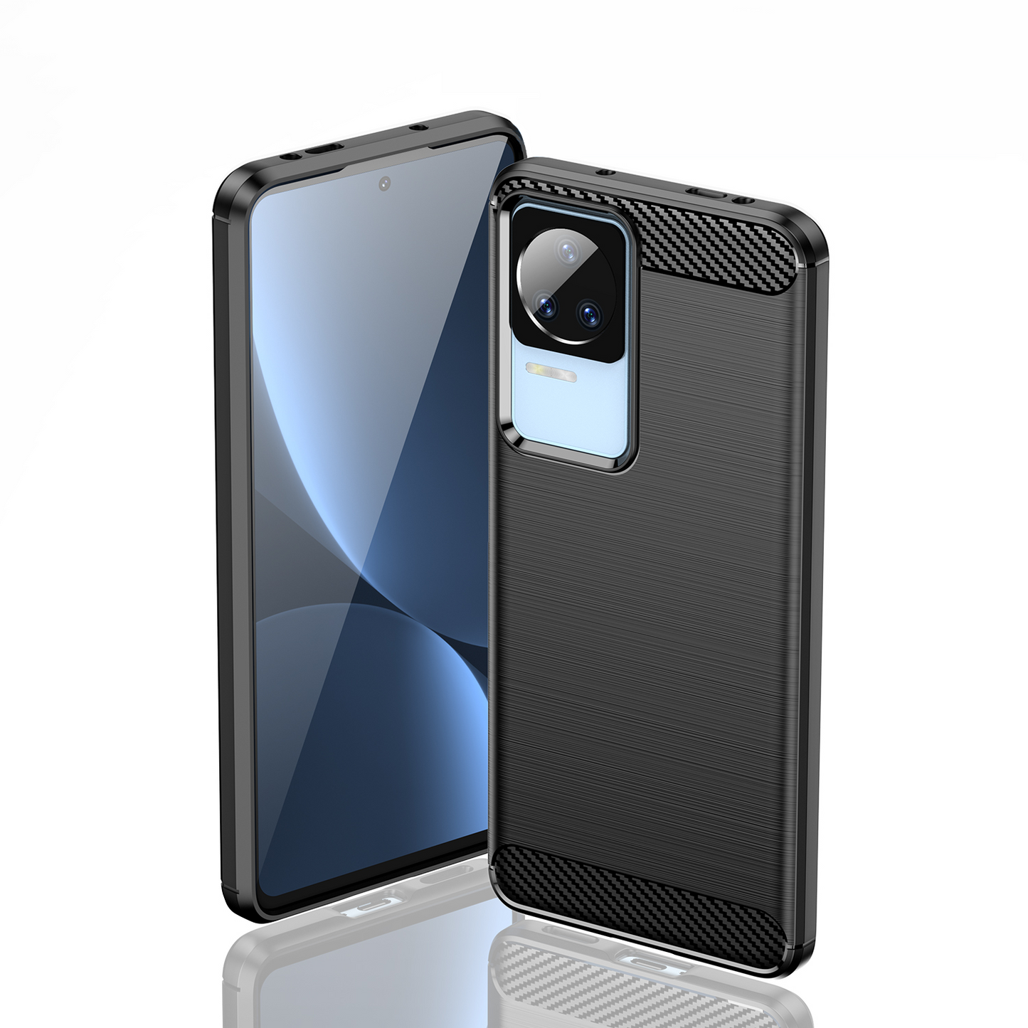 Schutzhülle für Xiaomi Poco F4 Case Carbon Look schwarz Bumper Cover