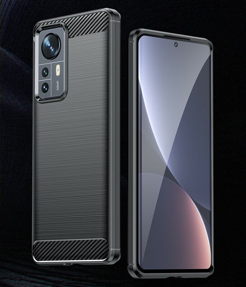 Schutzhülle für Xiaomi 12 Pro Silikon Case Carbon Look schwarz Slim Cover Bumper