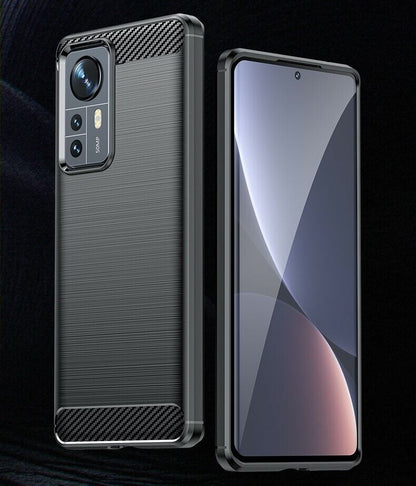 Schutzhülle für Xiaomi 12 Pro Silikon Case Carbon Look schwarz Slim Cover Bumper
