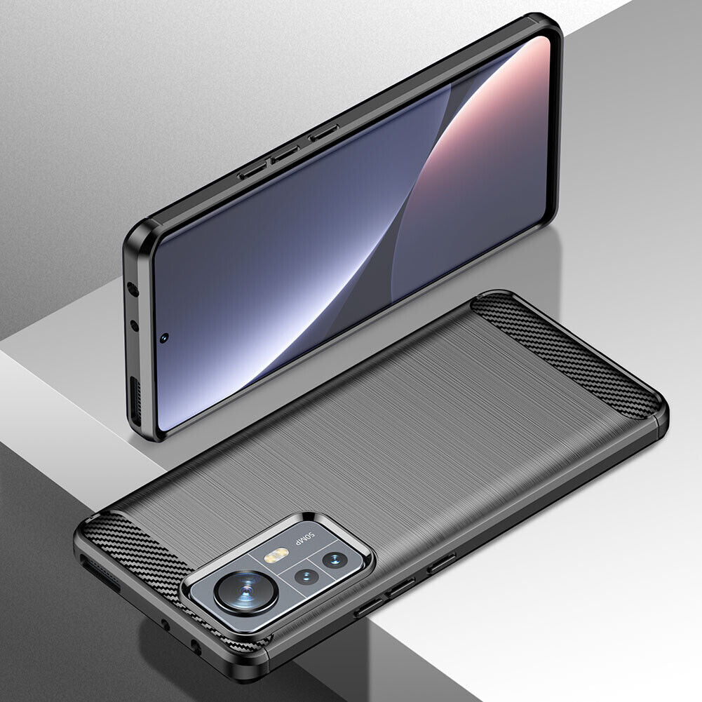 Schutzhülle für Xiaomi 12 Pro Silikon Case Carbon Look schwarz Slim Cover Bumper